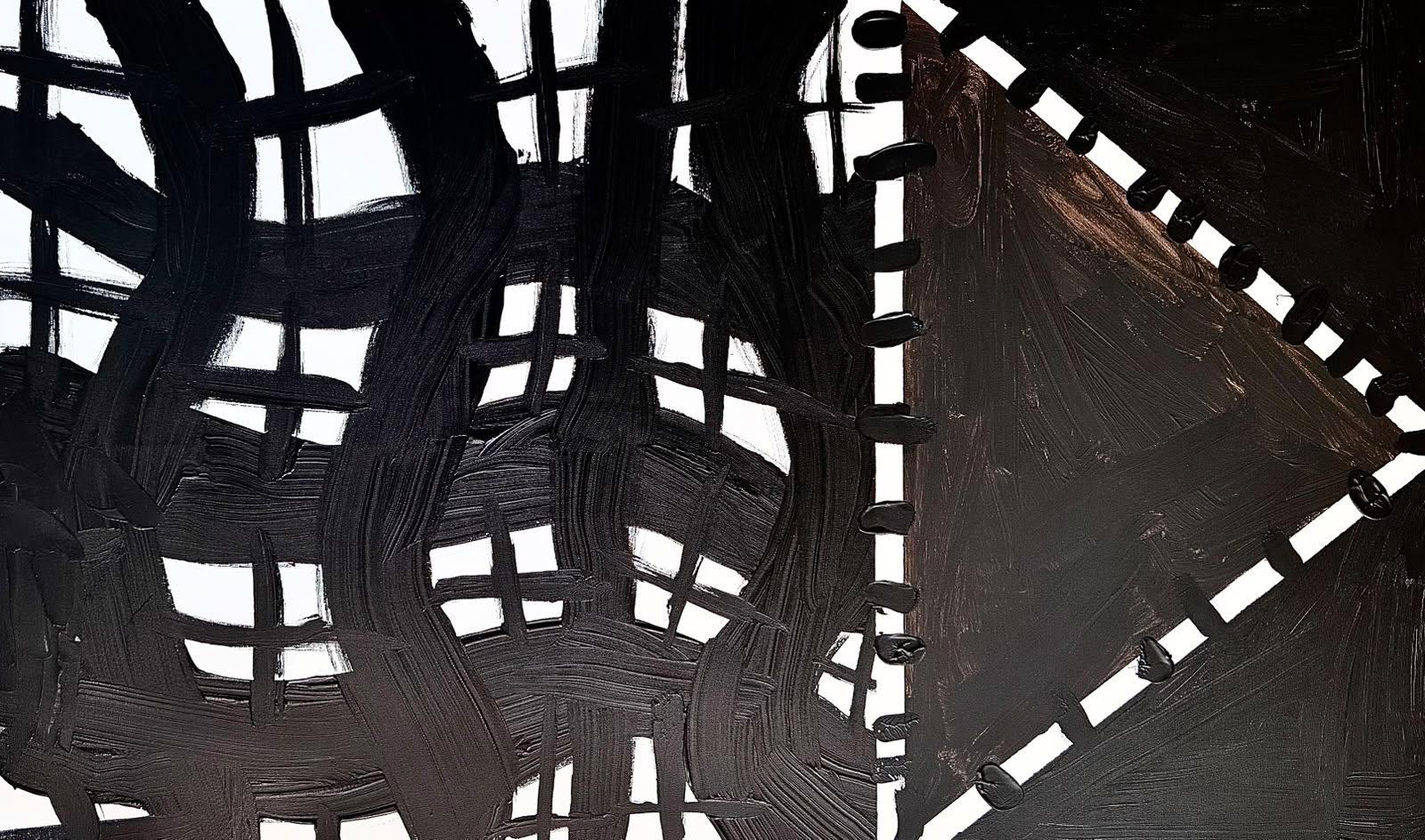 Pictură acrilică abstractă alb-negru de Andreas Negrea